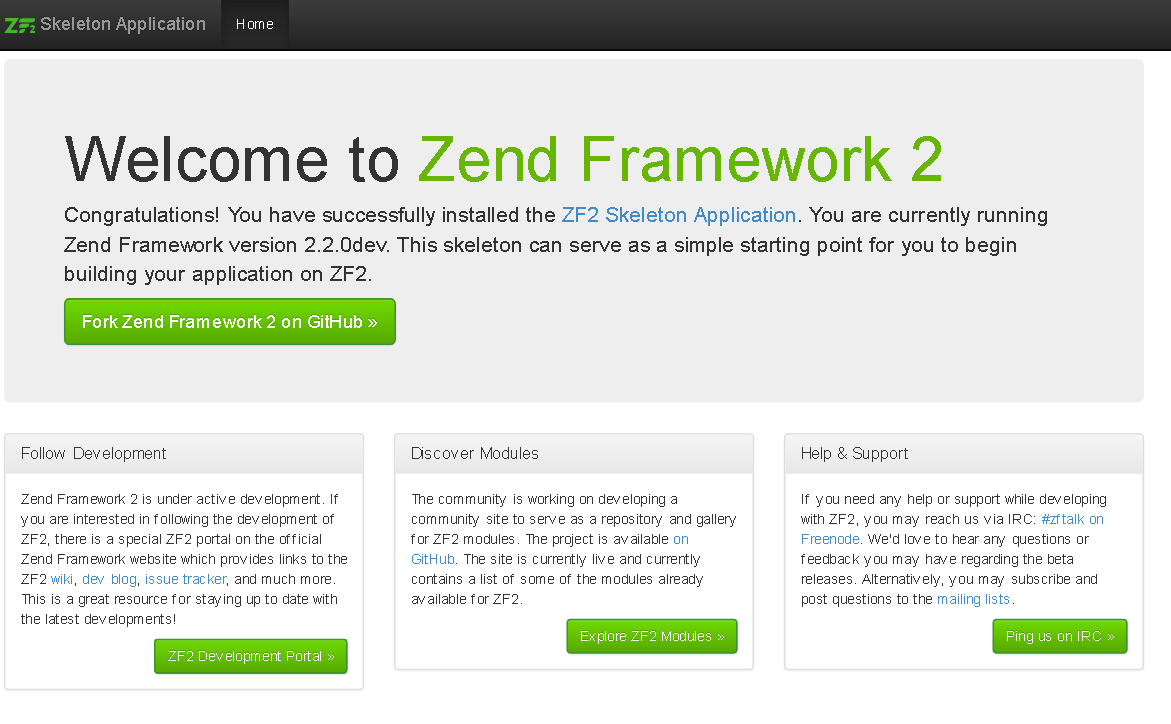 zend framework 2 skeleton application