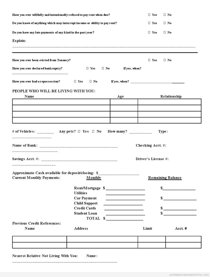 credit application form word document