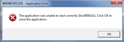 the application was unable to start correctly 0xc0000142 office