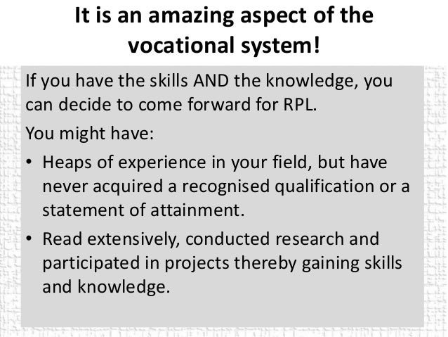 recognition of prior learning rpl application