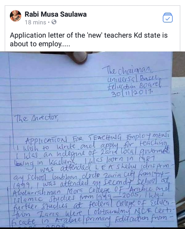 application letter for the post of a driver in nigeria