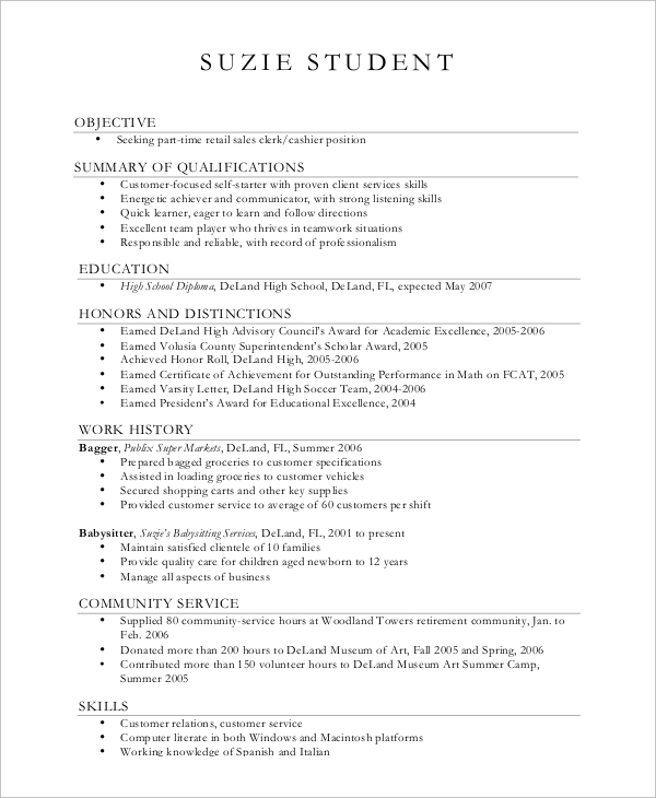 high school resume template for college application