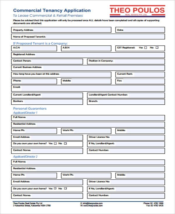 commercial rental application form free