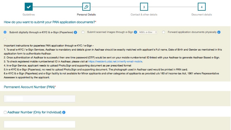 new pan card online application form india