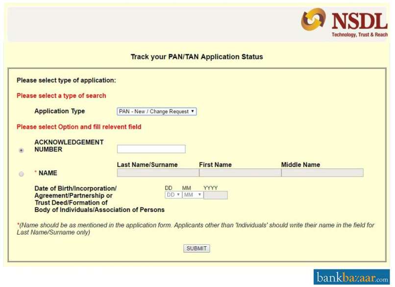 nsdl pan card application form