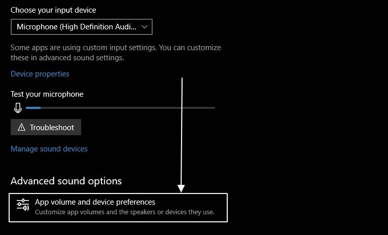 windows 10 change audio output device per application